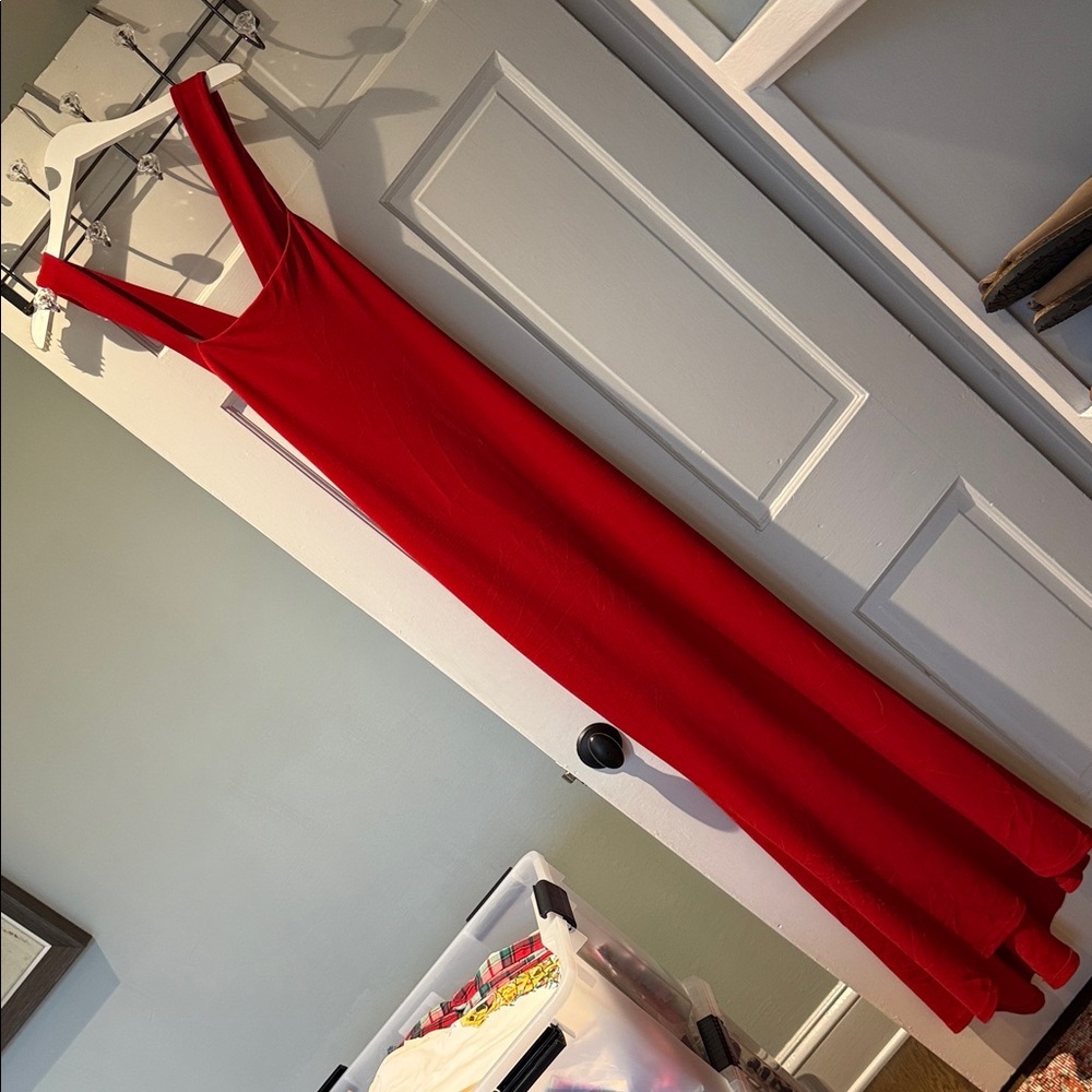 Elegant Red Stretchy Sleeveless Long Formal or Semi Dress M w Slip